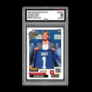 Graded 10 Jaxson Dart RC Rookie 2025 Panini Instant NFL Draft 15 NY Giants