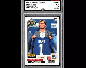 Graded 10 Jaxson Dart Rookie 2025 Panini Instant NFL Draft 15 NY Giants