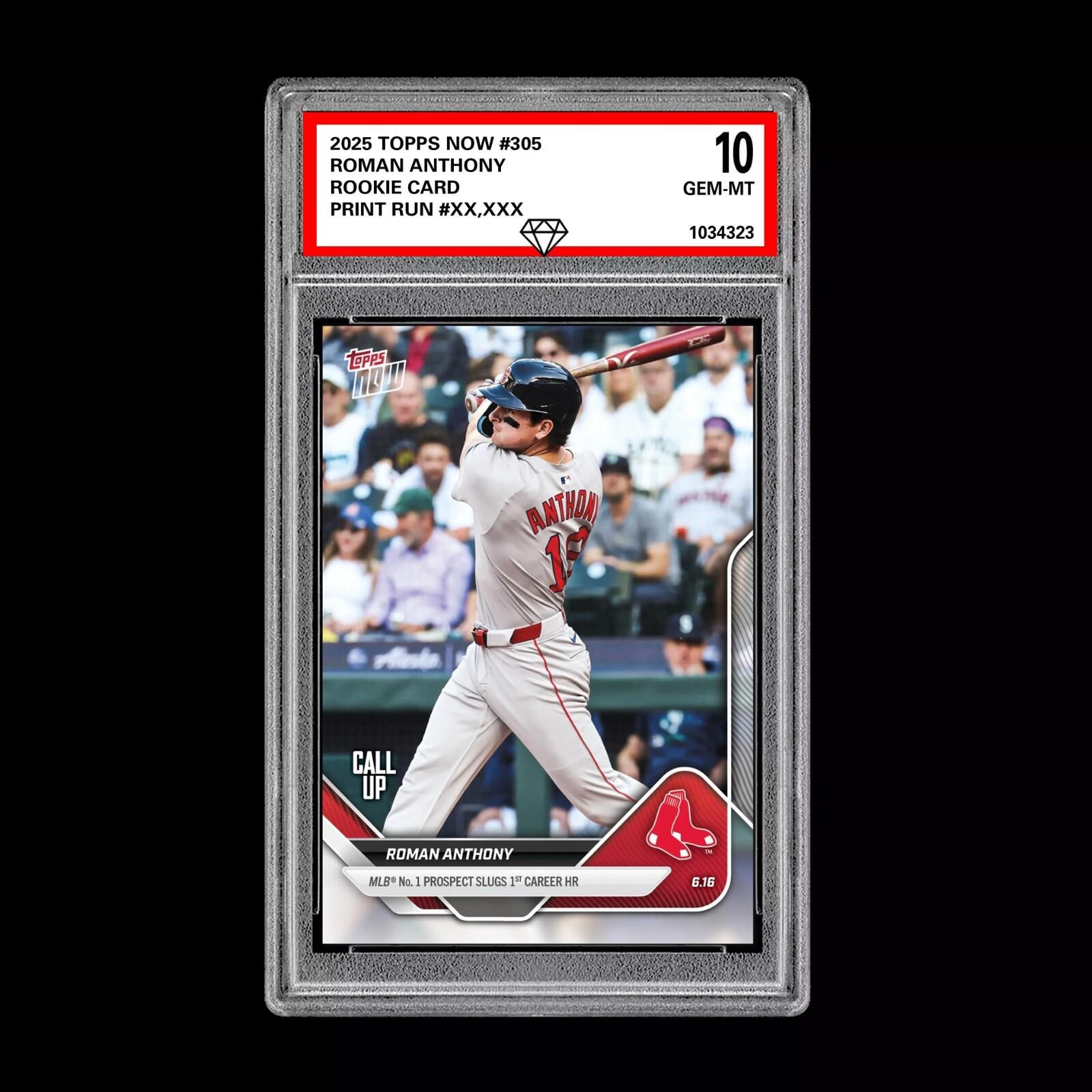 Graded 10 Roman Anthony Call-Up Red Sox RC Rookie 2025 Topps NOW 305