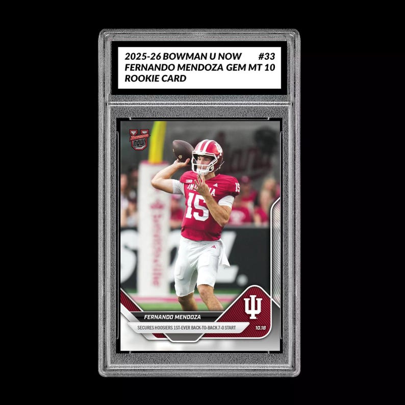 Graded 10 Fernando Mendoza RC Rookie Card 2025-26 Bowman U Topps Now 33 image 1
