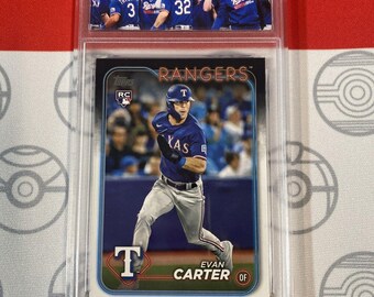 Tarjeta de novato Topps 2024 de Evan Carter RC Texas Rangers, 10.º grado, 280, 10 gemas, menta