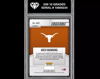 Graded 10 Arch Manning Rc 2024-25 Panini Instant Nil Ncaa Amc Texas Rookie Card - Israel