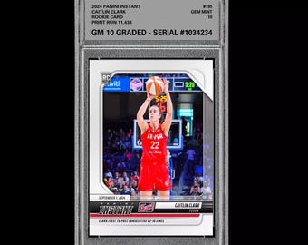 Graded 10 Caitlin Clark 195 Rookie Rc Card 2024 Panini Instant Indiana Fever