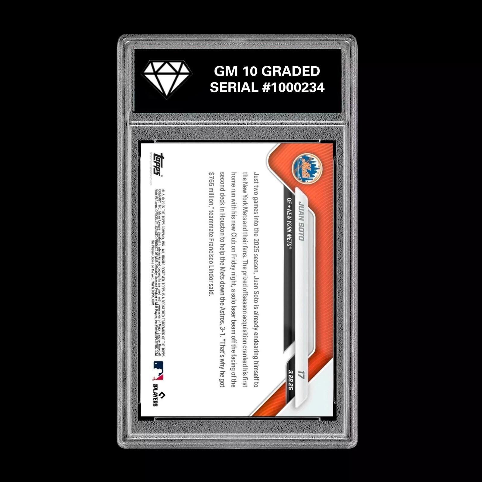グレード10 フアン・ソト 17 2025 MLB Topps Now ニューヨーク・メッツ 