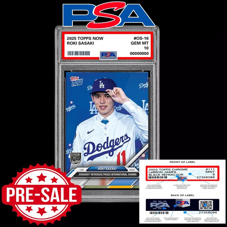 Psa 10 Roki Sasaki 2025 Mlb Topps Now Os-16 La Prized Dodgers Fa Presale image 1