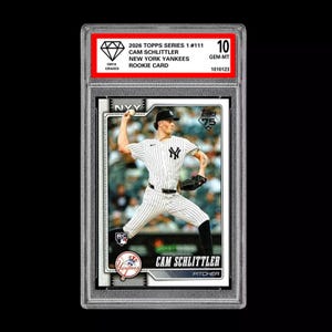 Tarjeta de novato de Cam Schlittler 111, grado 10, RC 2026, Serie 1 de Topps, Yankees imagen 1