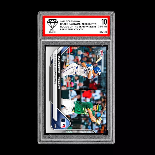 Graded 10 Drake Baldwin /Nick Kurtz Roy 2025 Topps Now Os-2 Rookie Rc