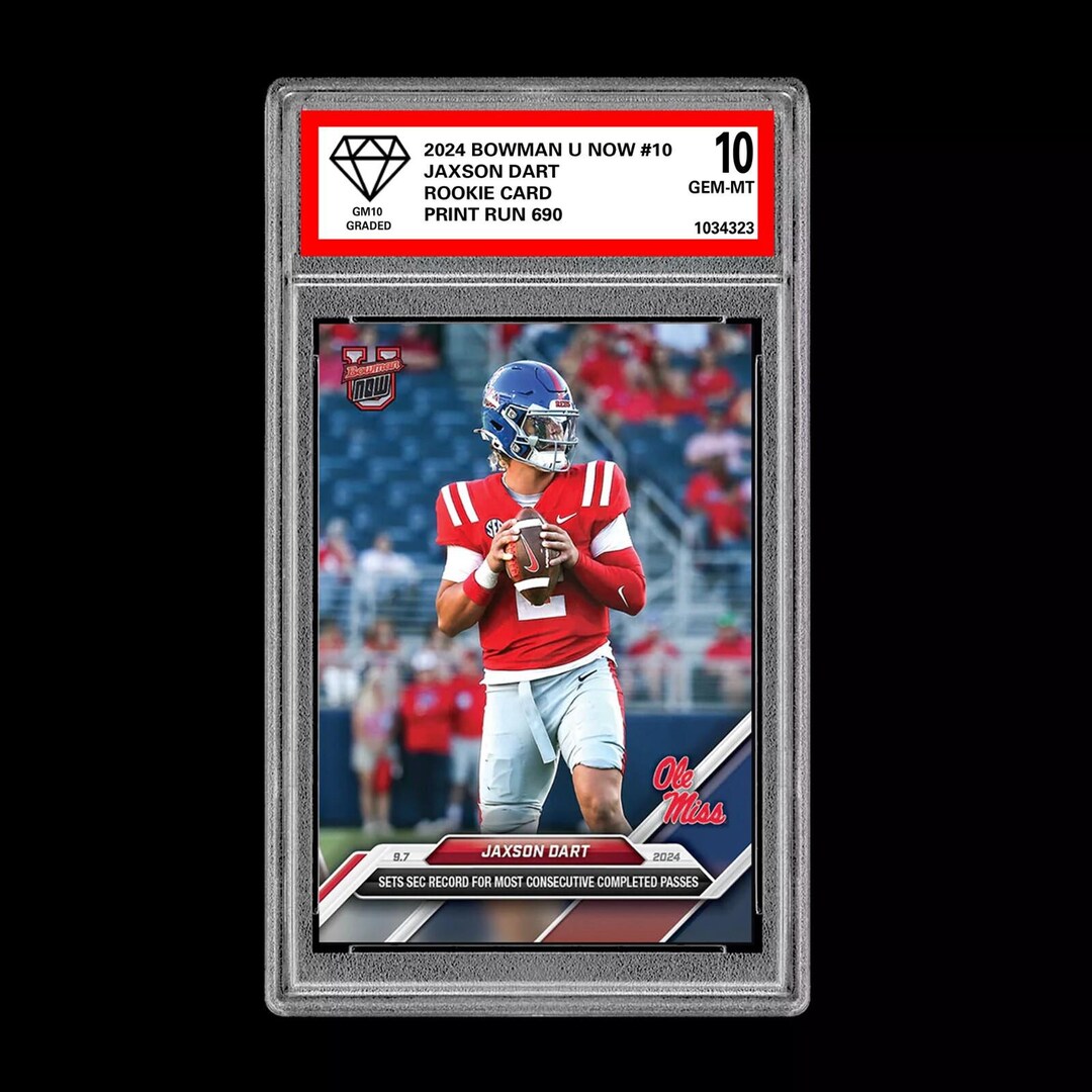 Graded 10 Jaxson Dart Ole Miss Record 2024 Bowman U Now 10 RC