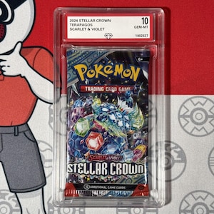 Sobre de refuerzo de Pokémon sellado de la Corona Estelar 2024, grado 10, obra de arte de Terapagos