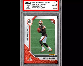 Calificación 10 Shedeur Sanders 30 RC Novato 2025 Panini Instant NFL Browns