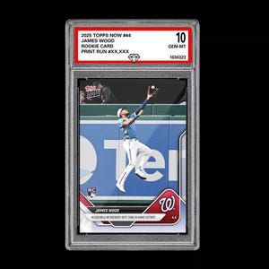 Graded 10 James Wood Rc Rookie 2025 Mlb Topps Now Nationals Card 44 image 1