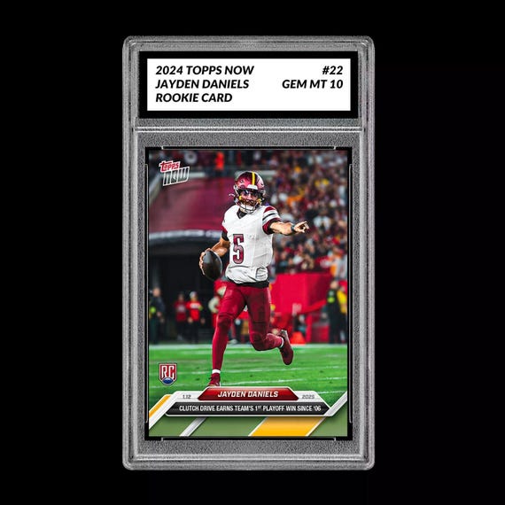 jayden daniels graded rookie card Graded 10 Jayden Daniels 22 RC PLAYOFF 2024 Topps NOW Rookie Card