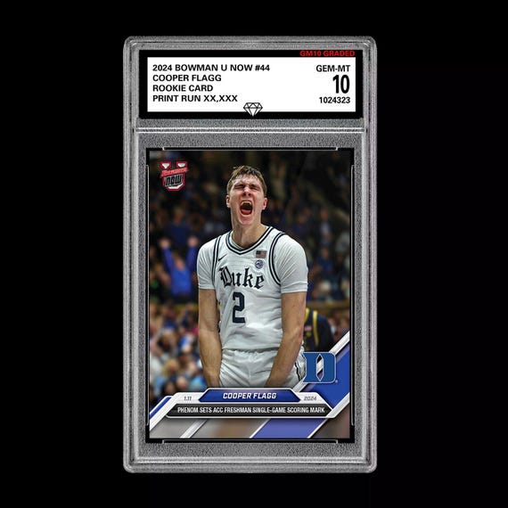Graded 10 Cooper Flagg 2024-25 Bowman U Now Card 44 Duke Rc Rookie