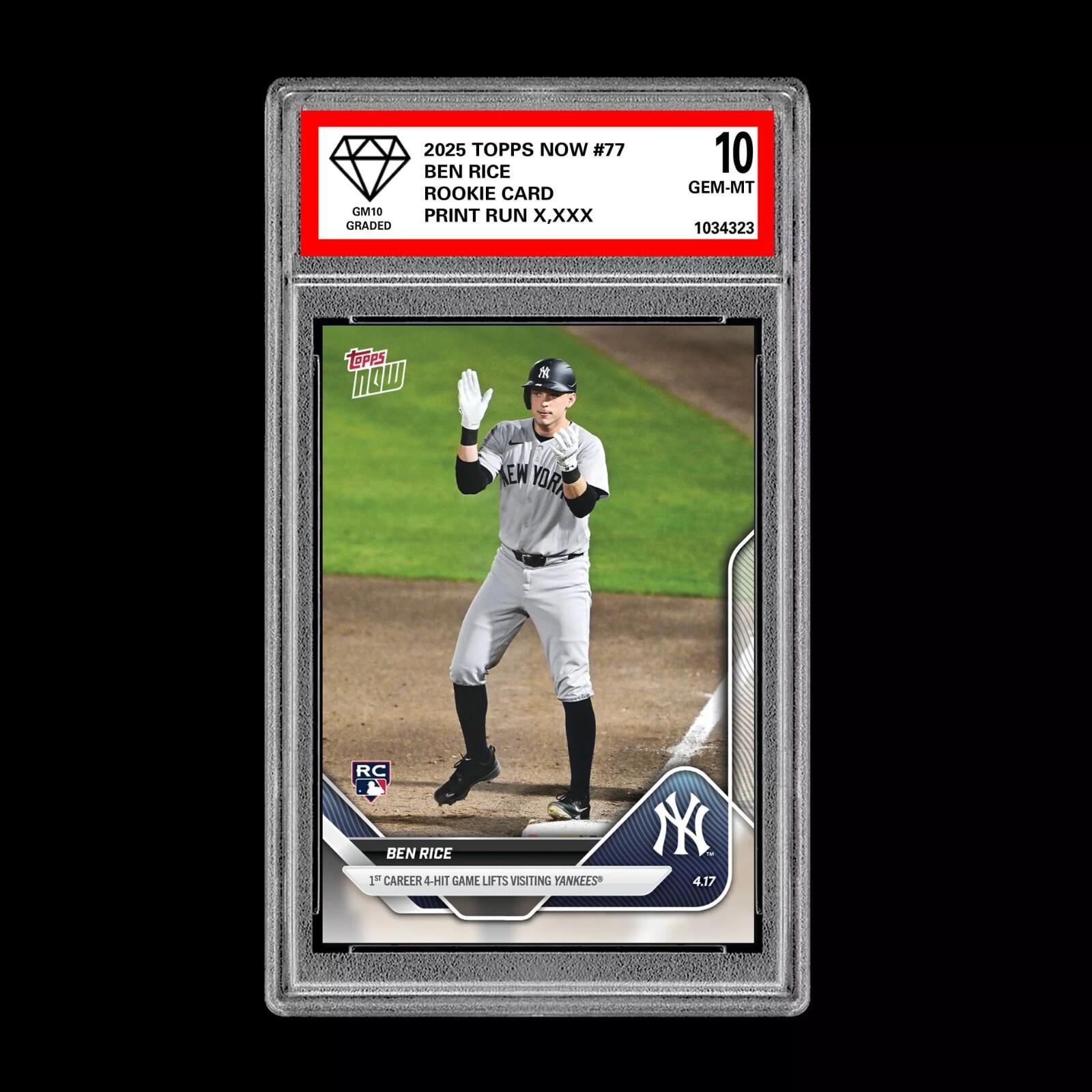 グレード10 ベン・ライス RC ルーキーカード 2025 MLB Topps Now 77