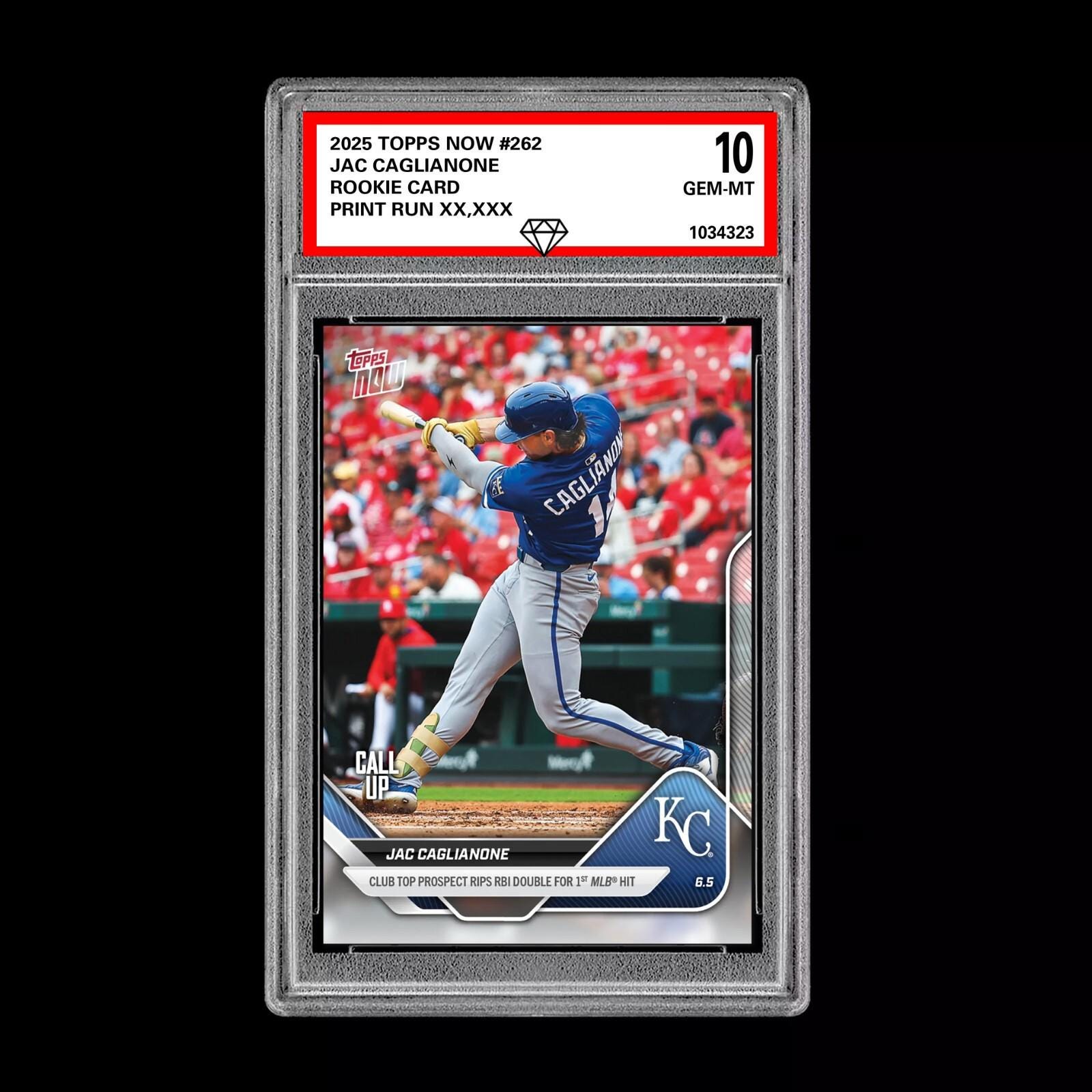 Graded 10 Jac Caglianone 2025 Topps Now 262 GEM Mint Rookie Card 