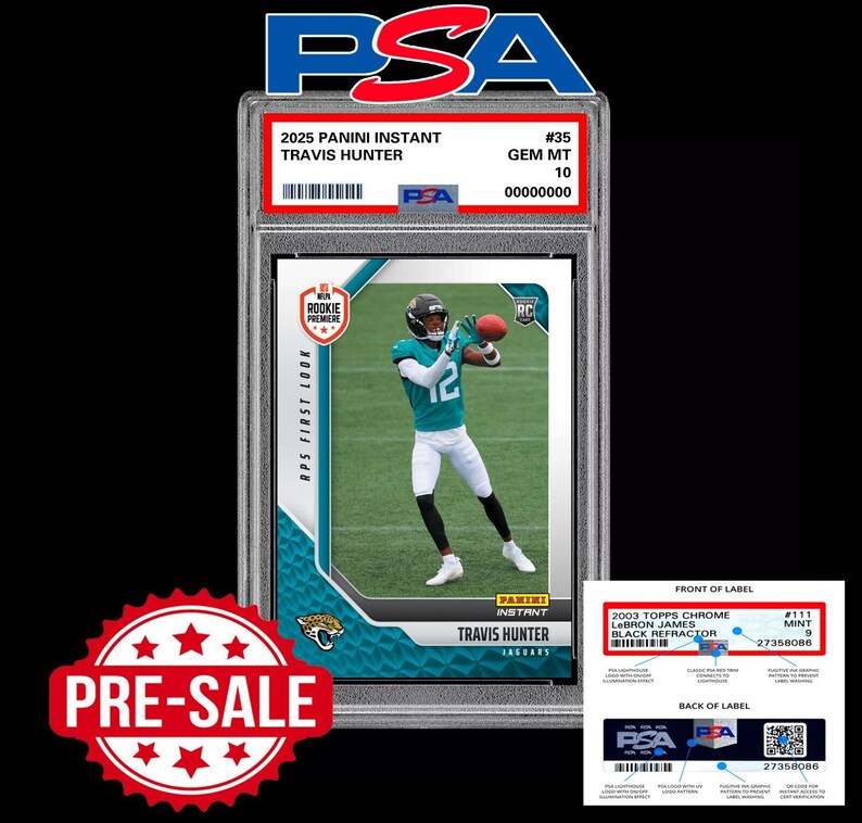 Psa 10 Travis Hunter 35 Rc Rookie 2025 Panini Instant Nfl Rps Presale image 1