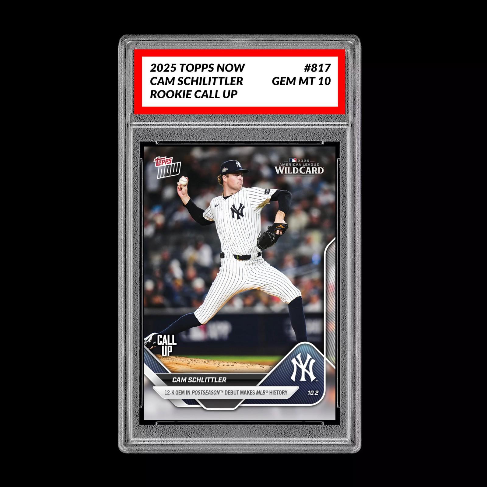 Graded 10 Cam Schlittler 817 2025 MLB Topps Now 12-K Post RC