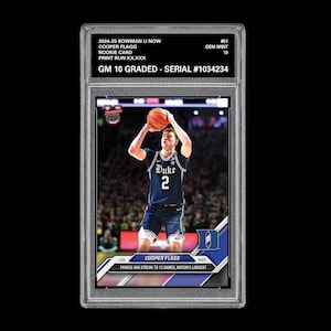 Calificación 10 Cooper Flagg 2024-25 Bowman U Ahora Tarjeta de baloncesto 51 Rc Novato DUKE BLUE DEVILS