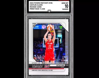 Graded 10 Caitlin Clark 195 Rookie Rc Card 2024 Panini Instant Indiana Fever