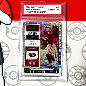 Benotet mit 10 Brock Purdy 86 MOJO 2023 Contenders Season Ticket 49ers Fernmodellen Rookie