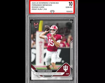 Graded 10 Fernando Mendoza RC Rookie Card 2025-26 Bowman U Topps Now 33