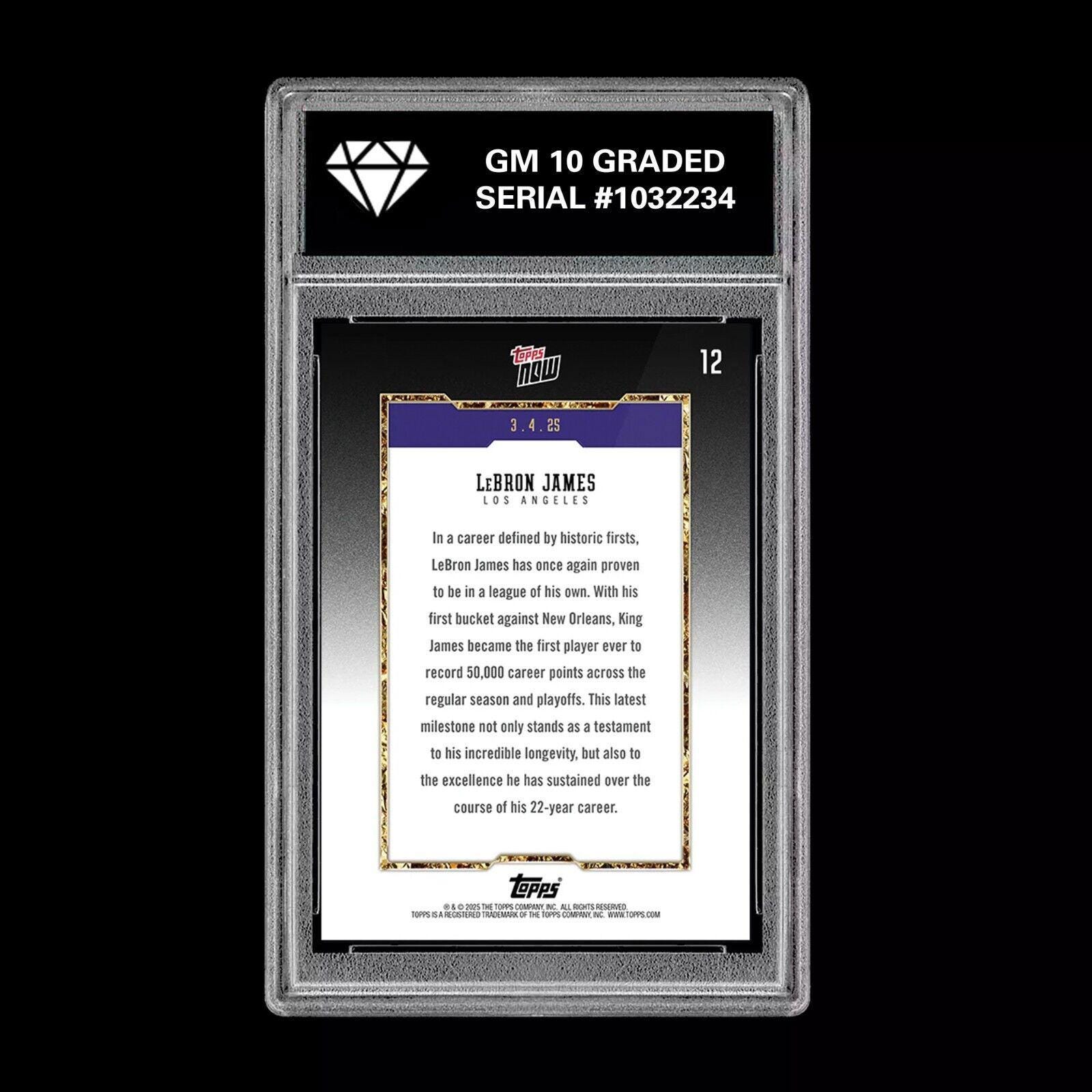 評価 10 レブロン ジェームズ 12 2025 Topps NOW バスケットボール 50k 