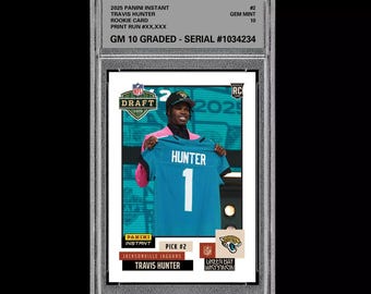Betyg 10 Travis Hunter 2025 Panini Instant Draft Night 2 RC Rookie JAGUARS