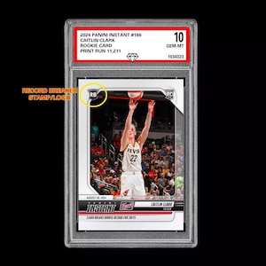 Graded 10 Caitlin Clark 186 Rc Rookie Card 2024 Panini Instant Indiana Fever