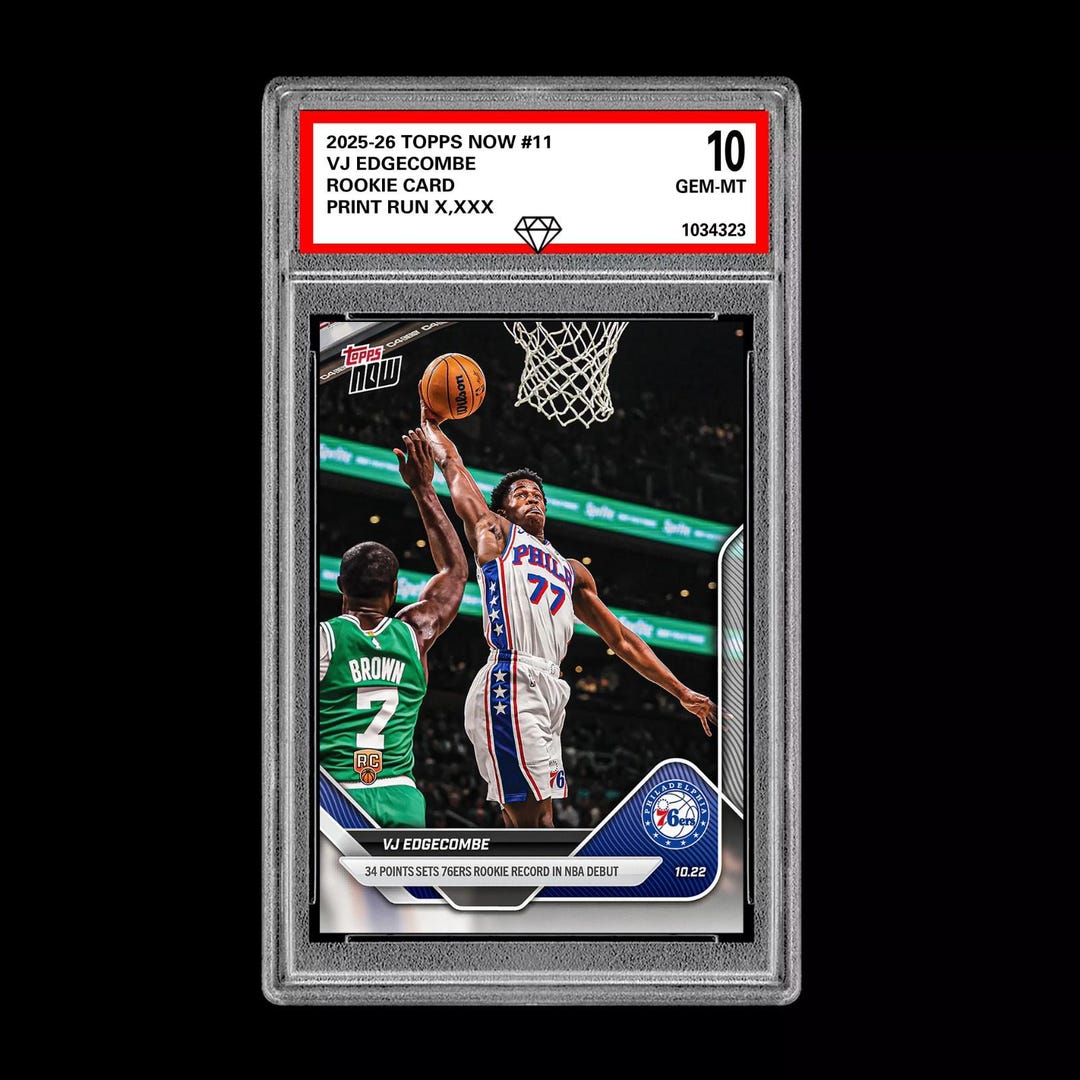 Graded 10 Vj Edgecombe Rc Rookie Card 2025-26 Topps Now 19