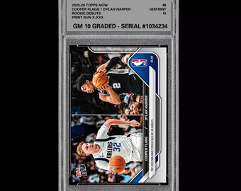 Graded 10 Cooper Flagg / Dylan Harper Rookie Card 8 2025-26 Topps Now RC Combo