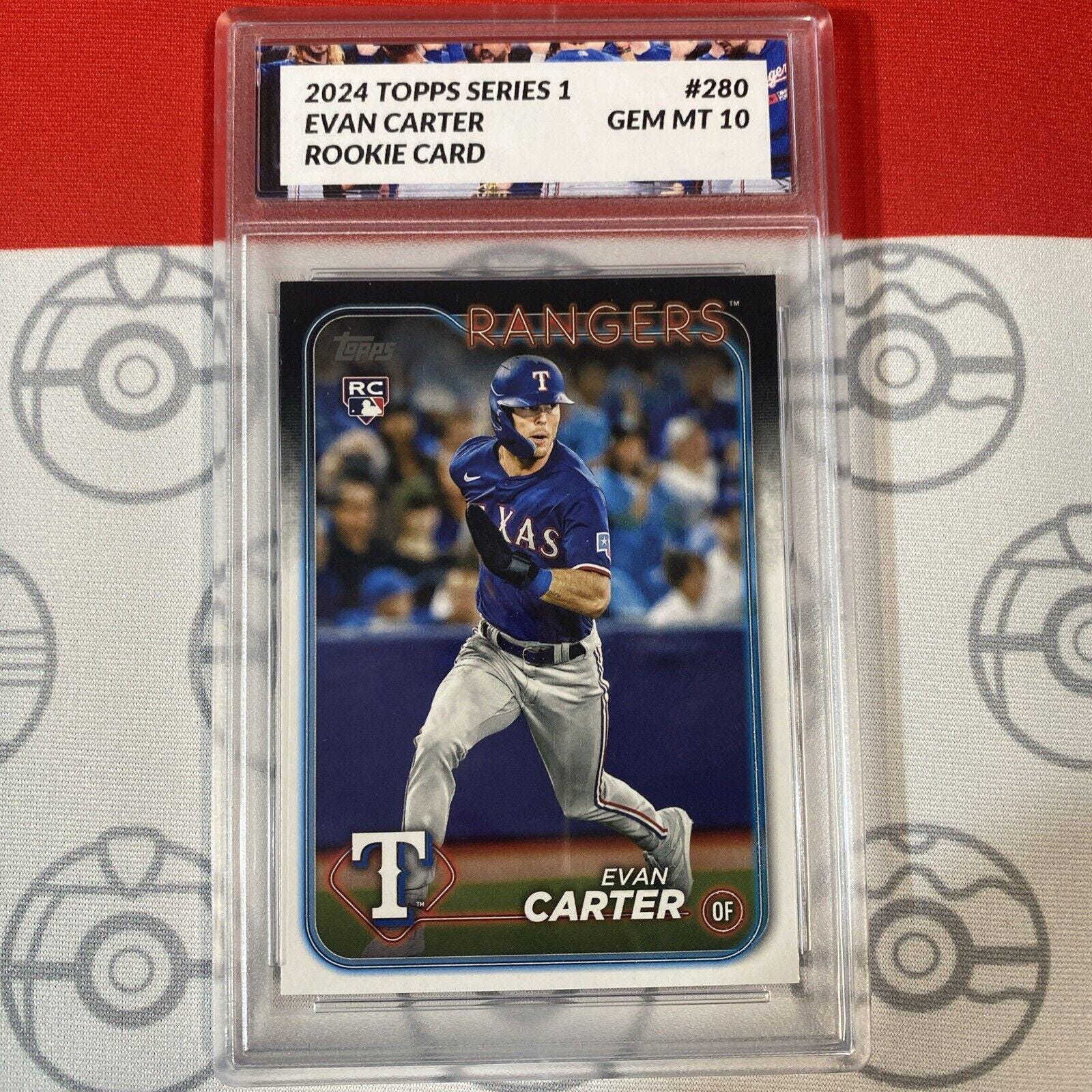 Graded 10 Evan Carter RC Texas Rangers 2024 Topps Rookie Card 280