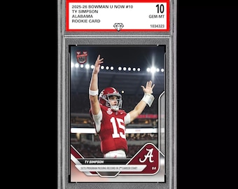 Graded 10 Ty Simpson 2025-26 Bowman U Now 10 RC Rookie Card Alabama