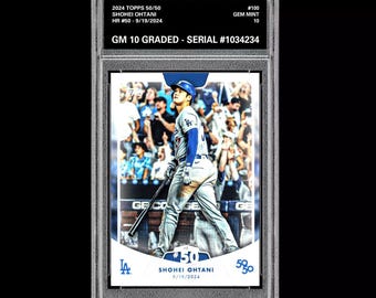 Graded 10 Shohei Ohtani Hr 50 - 2024 Topps 50/50 Card 100 Dodgers Mlb History
