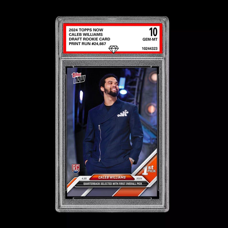 Graded 10 Caleb Williams Rookie 2024 Draft 1st Pick TOPPS NOW Card Bears RC image 1