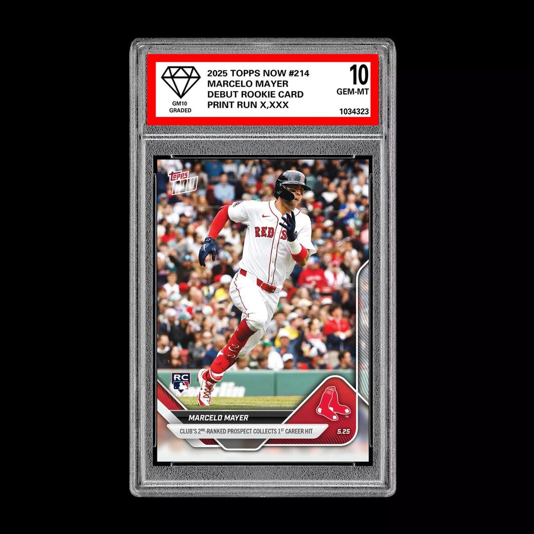 Graded 10 Marcelo Mayer 1st Mlb Hit 2025 Topps Now 214 Rc Rookie