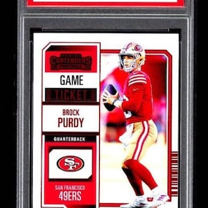 Benotet mit 10 Brock Purdy 86 RED FOIL 2023 Contenders Season Ticket 49ers Modelliermasse Rookie