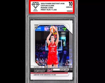Graded 10 Caitlin Clark 195 Rookie Rc Card 2024 Panini Instant Indiana Fever