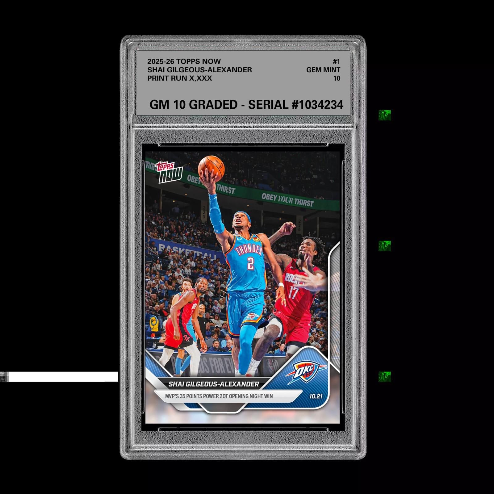 Graded 10 Shai Gilgeous-alexander 1 2025-26 TOPPS NOW Basketball 