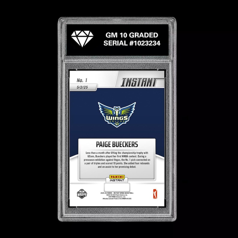 Tarjeta de novato Panini Instant RC de Paige Bueckers 1, 2025-26, clasificada 10 imagen 2