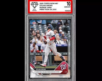 Graded 10 Dylan Crews Rc Nationals Multi Hr Game 2025 Topps Now