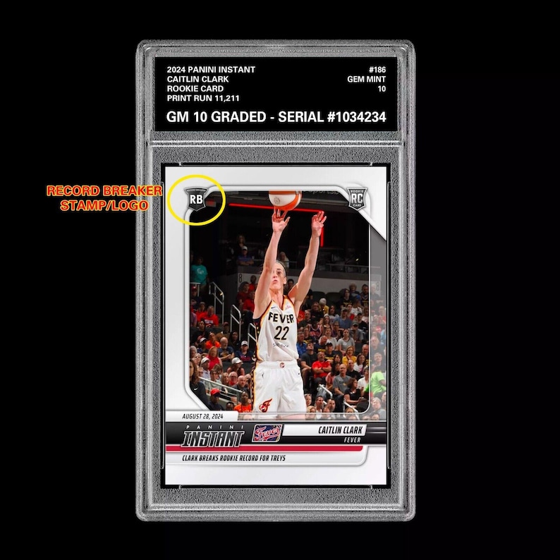 Graded 10 Caitlin Clark 186 Rc Rookie Card 2024 Panini Instant Indiana Fever image 1