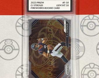 Classé 10 2023 Panini Prizm CJ Stroud Fireworks Argent F-10 Houston Texans RC