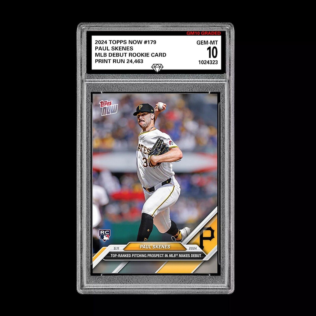 paul skenes graded rookie card 2023 Leaf Prized 1st 10 RC LSU/Pittsburgh Pirates this striking card also showcases the Pittsburgh Pirates star across the front to make it the ultimate collectors item. Graded 10 Paul Skenes Rookie