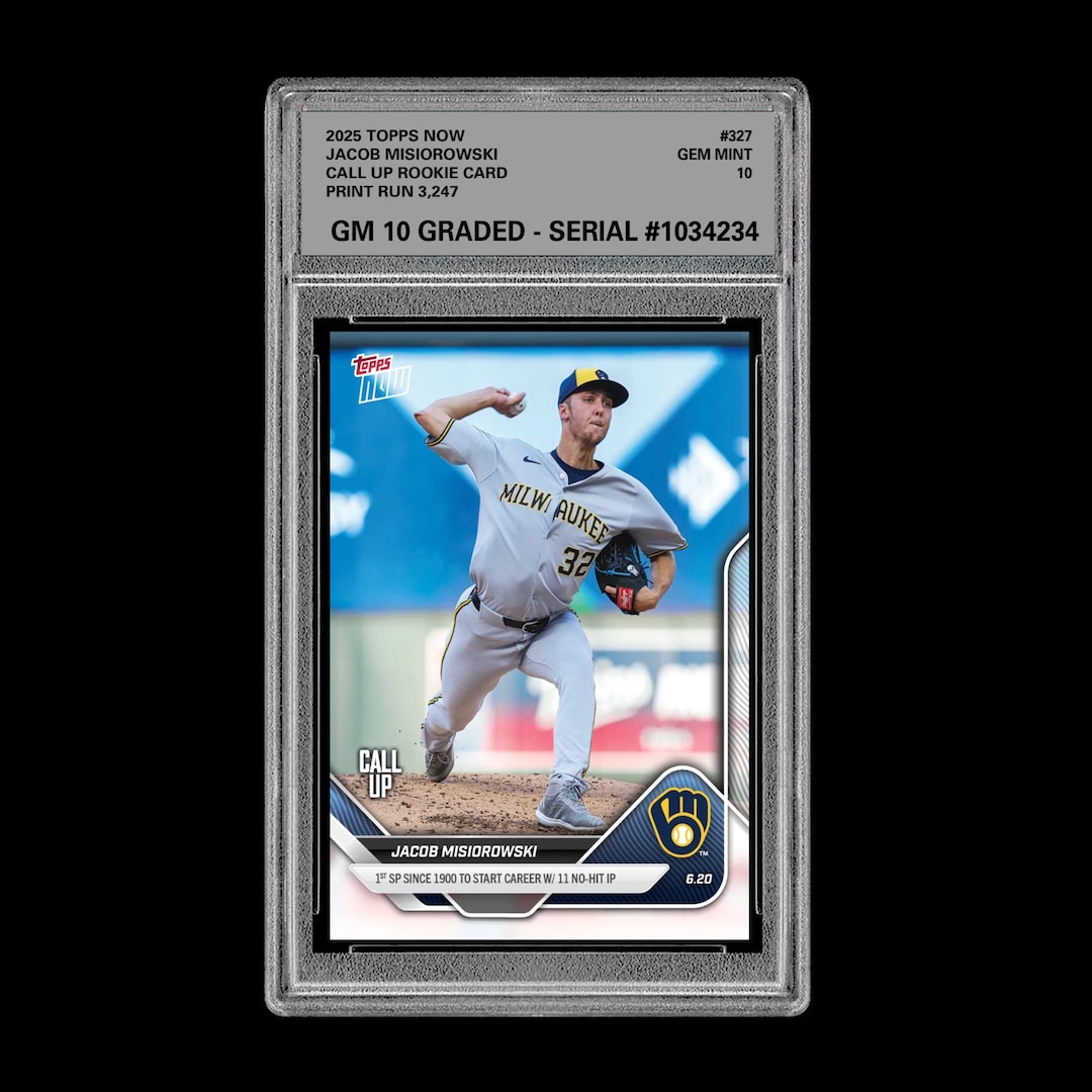 Graded 10 Jacob Misiorowski - 2025 TOPPS NOW 327 RC Rookie Call up