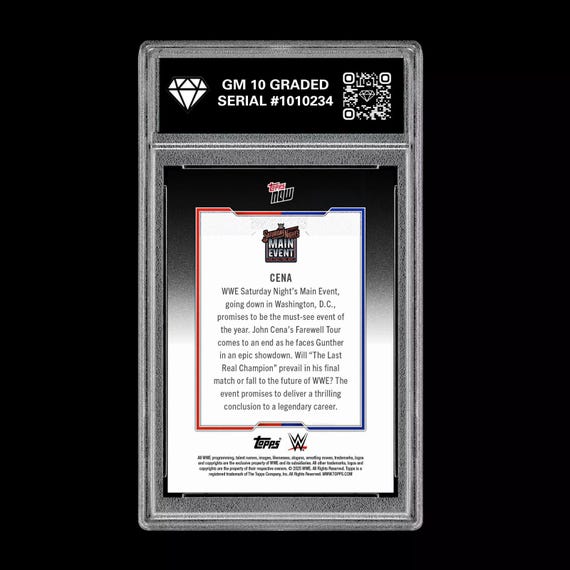 graded wwe cards 10 John Cena 2025 Topps Now the Last Real Champion Card This card would make a great addition to any sports memorabilia collection Graded 10 Tiffany Stratton 2025