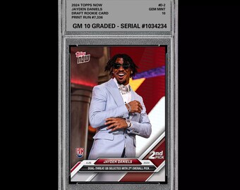 2024 Jayden Daniels Rc Topps Now Rookie Karte D-2 Nfl Draft Washington Graded 10