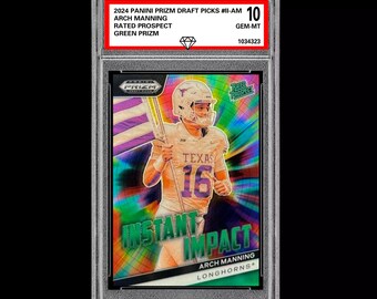 Graded 10 Arch Manning 2024 Panini Prizm Draft Picks II-AM Fernfahrer Grün Prizm