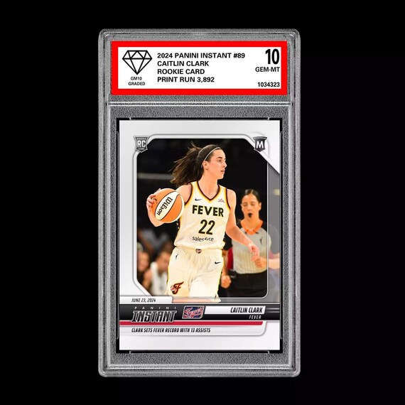 caitlin clark rookie card graded 2024 Panini Collection #F1 Fearless Rainbow Prizm SP PGI 10 create an array of fabulous moments with basketball figures Graded 10 CAITLIN CLARK 180