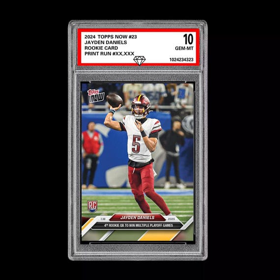 Graded 10 Jayden Daniels 23 Rc Playoff Win 2024 Topps Now Rookie Card