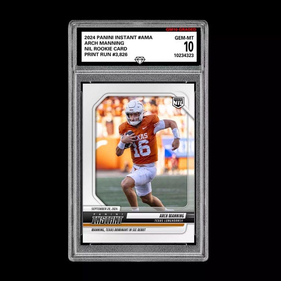 Carte Arch Manning 2024 Panini Instant Jungle Autograph /25 - Texas RC